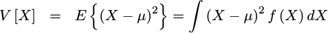 Equation defining the variance of a random variable