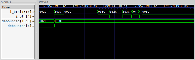 A trace of a severe bounce when a keypad button is released