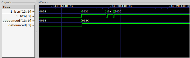 Another example trace of a button release from a numeric keypad