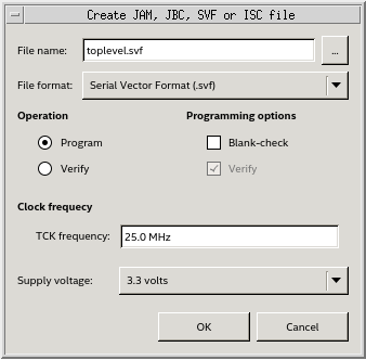 Creating an SVF file in Quartus