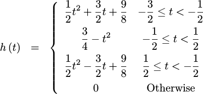 Quadratic eqn for the quadratic created by convolving a rectangle with itself three times